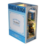 DIY Book Nook Kit 3D Drewniane Puzzle Półka na książki Wystrój z ciepłym św