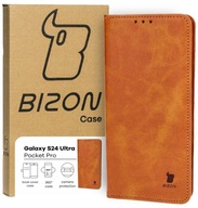 Flipové puzdro Bizon pre Samsung Galaxy S24 Ultra Pocket Pro hnedé