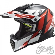 KASK LS2 FAST MX437 FAST EVO STRIKE BLACK WHITE-RED [Rozmiar: XL]