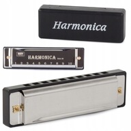 HARMONIJKA USTNA METALOWA TONACJA C DUR ETUI 10 KANAŁÓW ORGANKI USTNE METAL