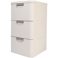 CURVER REGAŁ Z 3 SZUFLADAMI SZAFKA KOMODA ŁAZIENKOWY RATTAN KREMOWY 3x14L