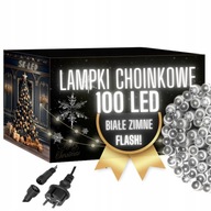 Lampki CHOINKOWE 100 LED BIAŁE ZIMNE FLASH ZEWNĘTRZNE WEWNĘTRZNE