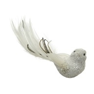 Vtáčik na klipe biely s trblietkami 4x17x4,5cm
