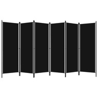 Paraván 6-panelový, čierny, 300 x 180 cm