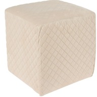 Velúrová taburetka kocka sedák taburetka 32x32x34 cm prešívaná slonová kosť