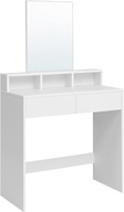 Toaletný stolík s obdĺžnikovým zrkadlom police zásuvky moderný 80 x 40 x 140 cm