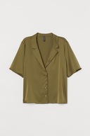 Bluzka Pudełkowa Satynowy Top Khaki H&M r.40