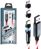 KABEL USB 3W1 3.1A SOMOSTEL MAGNETIC QUICK CHARGER QC 1.2M POWERLINE