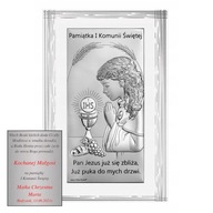 Obrazek Srebrny Pamiątka Pierwsza Komunia Święta 15,5x25 cm