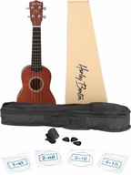 Sopránové ukulele Harley Benton UK-11DW Tuner Struny Kocky Set Hnedé