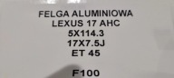 disk hliníkový LEXUS 17 AHC 5x114,3 17x7,5J ET45