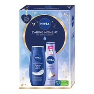 NIVEA CARING MOMENT Zestaw prezentowy kosmetyków dla kobiety żel + mleczko