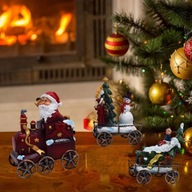 3 sztuki Święty Mikołaj Świąteczny pociąg Posągi Kolekcjonerska ozdoba na środek stołu