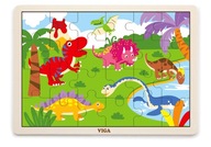 Drevené puzzle na podložke 24 dielikov – dinosaury Viga 51460