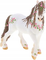 Plastový biay elfi kôň s kvetom figúrka zwie