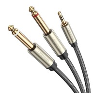 UGREEN MOCNY KABEL PRZEWÓD AUDIO 1X TRS 3.5MM DO 2X TS 6.35MM 2M W OPLOCIE