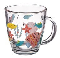 Kubek szklany szklanka z uchem BOBBY 360 ml wz. 3 nadruk zwierzęta morskie