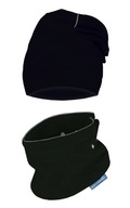 Zestaw elastyczna podwójna czapka L (48-56) + apaszka szalik jesień czarny