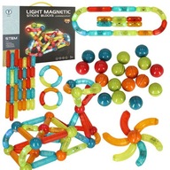 Klocki magnetyczne LED magnetic sticks duże patyczki świecące dla małych dz