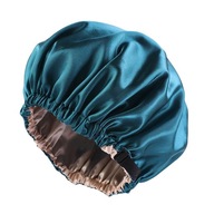 Saténová čiapka Sleep Elastická čiapka, dvojitá modrá