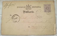 Karta pocztowa Königreich Württemberg XIX wiek