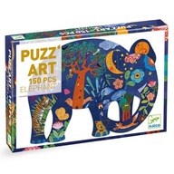 Djeco umelecké puzzle v tvare slona 150 el. skladačka slon džungľa