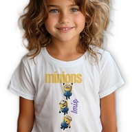 Koszulka Dziecięca BiałaMINIONS *TWOJE IMIĘ* Na Prezent Rozm. 110-116 cm