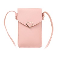 Mały ekran dotykowy Crossbody Cellphone Purse Lock Buckle Card Slots różowy
