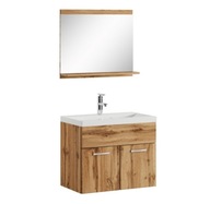 Kúpeľňová skrinka s umývadlom so zrkadlom dub wotan 60