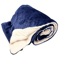 Mikroflanelová deka s beránkem, Ornament, tmavě modrá