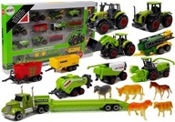 Sada poľnohospodárskych vozidiel Traktory Prívesy so zvieracími figúrkami
