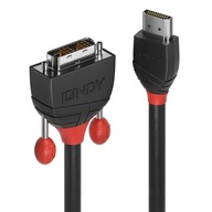 Lindy 36270 Kabel HDMI - DVI-D Single Link Black Line - 0,5m