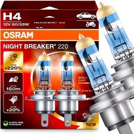 OSRAM NIGHTBREAKER Laser. Žiarovky H4 super silné, biele svetlo 2ks + 220%