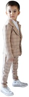 CHLAPČENSKý oblek s kockovaným bavlneným vzorom 140 146 béžový