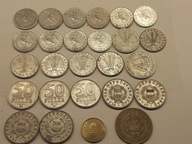 Węgry/Rumunia 50 szt 10 filler-50 forint, 1ban-1 lej z 1952-2008 każda inna