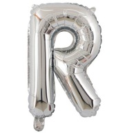 Balon Foliowy LITERA R Srebrna Chrom - 16" ~40 cm Urodziny Przyjęcia XXL