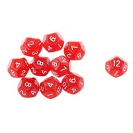 12 Sided Plastic Polyhedral Set Red Bulk Numeral s