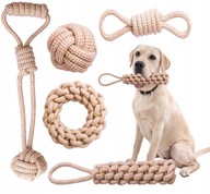 SADA prírodných bavlnených hračiek pre psov 5 ks.
