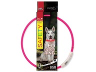 DOG FANTASY Obroża LED nylonowa różowa 65 cm
