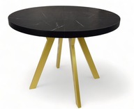 Stôl zlatý kov + MRAMOR čierny okrúhly nerozkladací Ø90 cm Marble Gold