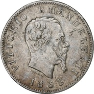 Moneta, Włochy, Vittorio Emanuele II, Lira, 1863,