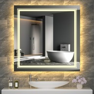 Kúpeľňové zrkadlo s dvojitým zdrojom svetla Dotykový senzor Nástenný 80*80