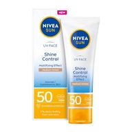NIVEA SUN Shine Control Zmatňujúci farbiaci krém na tvár SPF 50, 50 ml