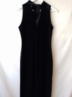 Sukienka czarna "aksamitna" bez rękawów dla wysokich - L