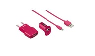 Hama zestaw ładowarek Pico + micro usb fashion, ró