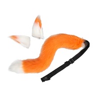 Fox Ears and Tail Set Cosplay Props Orange White