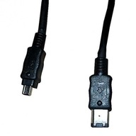 FireWire kabel IEEE 1394, IEEE 1394 (6pin) M- IEEE 1394 (4pin) M, 2m, czarn