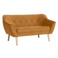 Sofa 2-osobowa w stylu skandynawskim z przeszyciami CARO 2 Miodowy