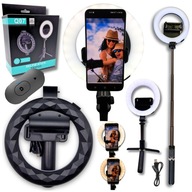 SELFIE STICK Kijek TRIPOD STATYW LAMPA Pierścieniowa +PILOT BLUETOOTH 9xLED