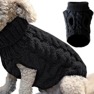 Ubranko dla psa kota na zimę sweter sweterek ciepły GOLF kamizelka czarny L